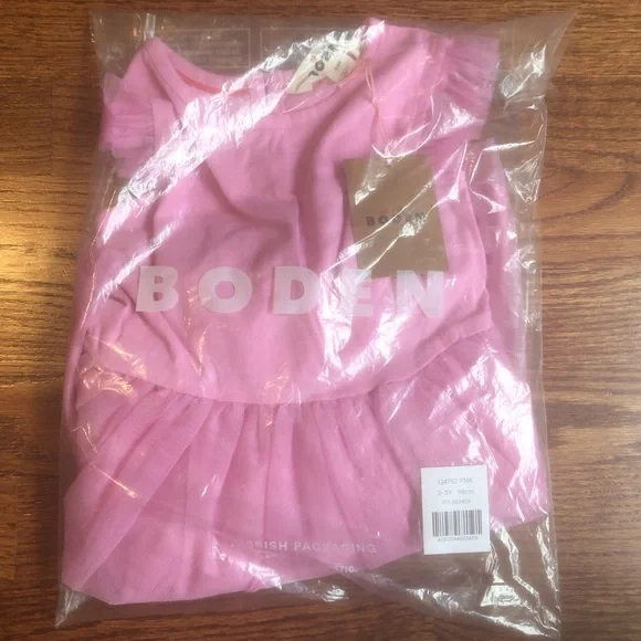 NEW Mini Boden Jersey Tulle Cherry Appliqué Dress 2-3 Years - Picture 3 of 9